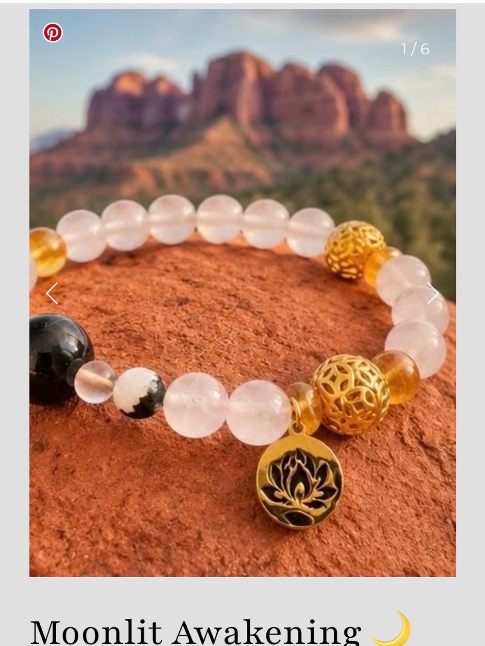 Moonlit Awakening One-of-a-Kind Gemstone Adornment Bracelet & Gold Lotus Charm